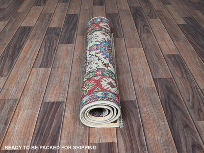 Kazak Kazak hand-knotted wool rug in Ivory & Red, 2'6" x 4'1" — SKU O0393 (view 5)