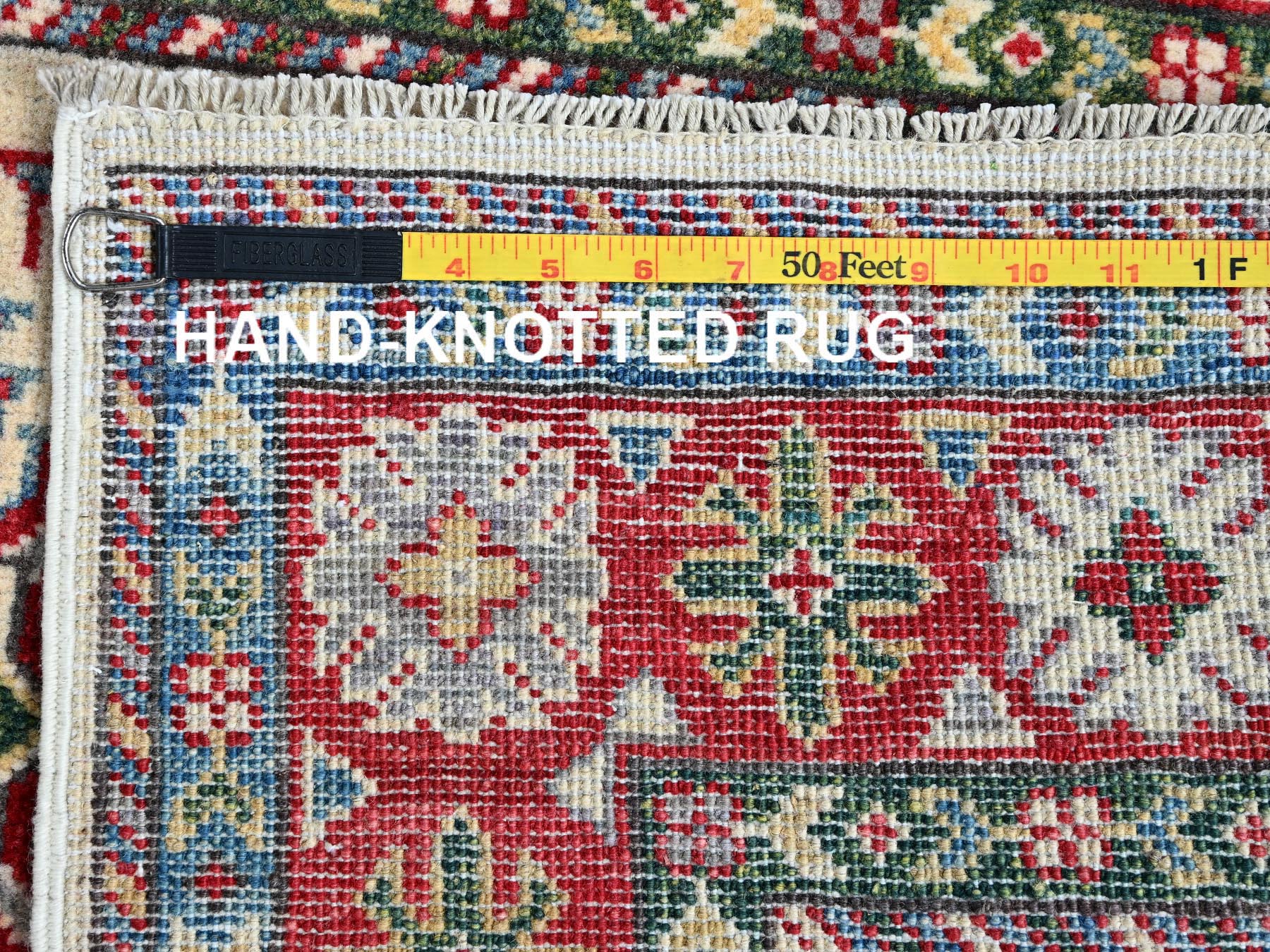 Kazak Kazak hand-knotted wool rug in Ivory & Red, 2'6" x 4'1" — SKU O0393 (view 7)