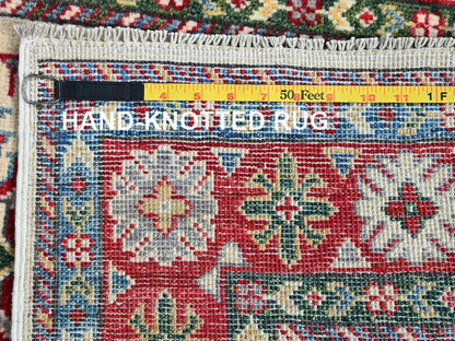 Kazak Kazak hand-knotted wool rug in Ivory & Red, 2'6" x 4'1" — SKU O0393 (view 7)
