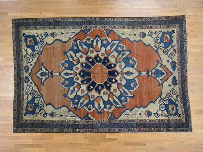 Red 8'4" x 12'6" Antique Hand knotted Wool Rug - Sku: O039751