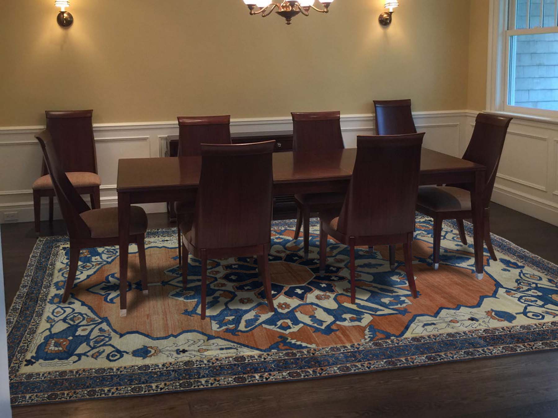 Serapi Antique hand-knotted wool rug in Red & Dark Blue, 8'4" x 12'6" — SKU O039751 (view 2)
