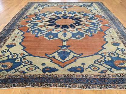 Red 8'4" x 12'6" Antique Hand knotted Wool Rug - Sku: O039751
