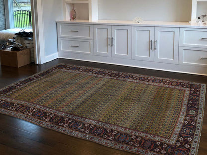 Yellow 5'1" x 9'10" Antique Hand knotted Wool Rug - Sku: O039843