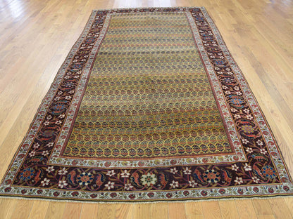 Yellow 5'1" x 9'10" Antique Hand knotted Wool Rug - Sku: O039843