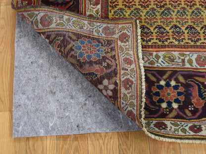 Yellow 5'1" x 9'10" Antique Hand knotted Wool Rug - Sku: O039843