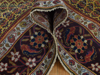 Yellow 5'1" x 9'10" Antique Hand knotted Wool Rug - Sku: O039843