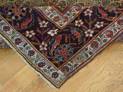 Yellow 5'1" x 9'10" Antique Hand knotted Wool Rug - Sku: O039843