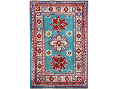 Blue 2'7" x 4'1" Kazak Hand knotted Wool Rug - Sku: O0398