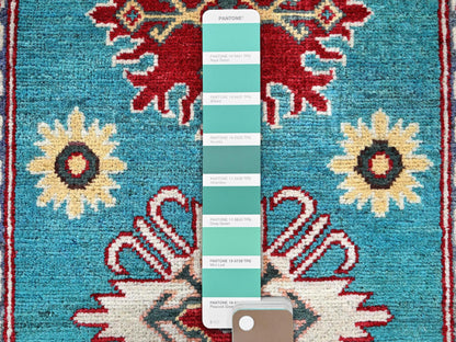 Blue 2'7" x 4'1" Kazak Hand knotted Wool Rug - Sku: O0398