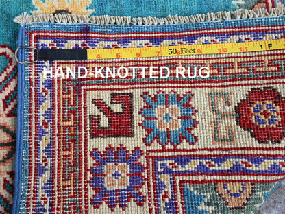 Blue 2'7" x 4'1" Kazak Hand knotted Wool Rug - Sku: O0398