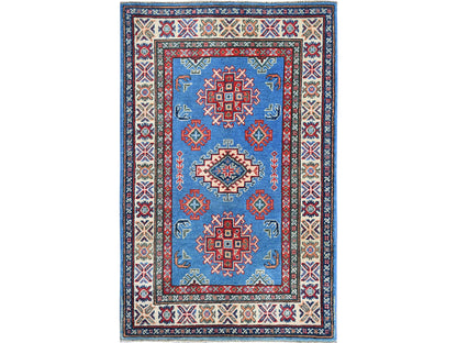 Blue 2'9" x 4'1" Kazak Hand knotted Wool Rug - Sku: O0399