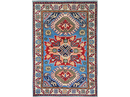 Blue 2'8" x 3'11" Kazak Hand knotted Wool Rug - Sku: O0400