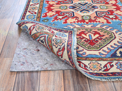 Blue 2'8" x 3'11" Kazak Hand knotted Wool Rug - Sku: O0400