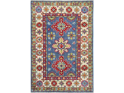 Blue 2'9" x 4'1" Kazak Hand knotted Wool Rug - Sku: O0404