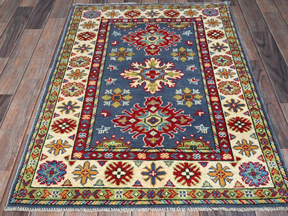Blue 2'9" x 4'1" Kazak Hand knotted Wool Rug - Sku: O0404