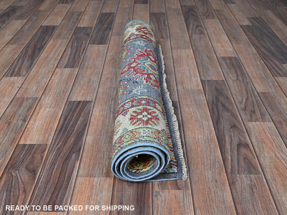 Blue 2'9" x 4'1" Kazak Hand knotted Wool Rug - Sku: O0404