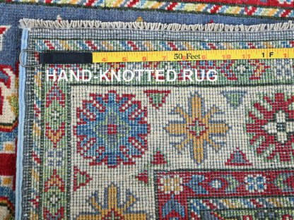 Kazak Kazak hand-knotted wool rug in Blue & Ivory, 2'9" x 4'1" — SKU O0404 (view 7)