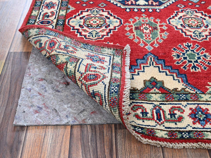 Kazak Kazak hand-knotted wool rug in Red & Ivory, 2'6" x 4' — SKU O0406 (view 3)