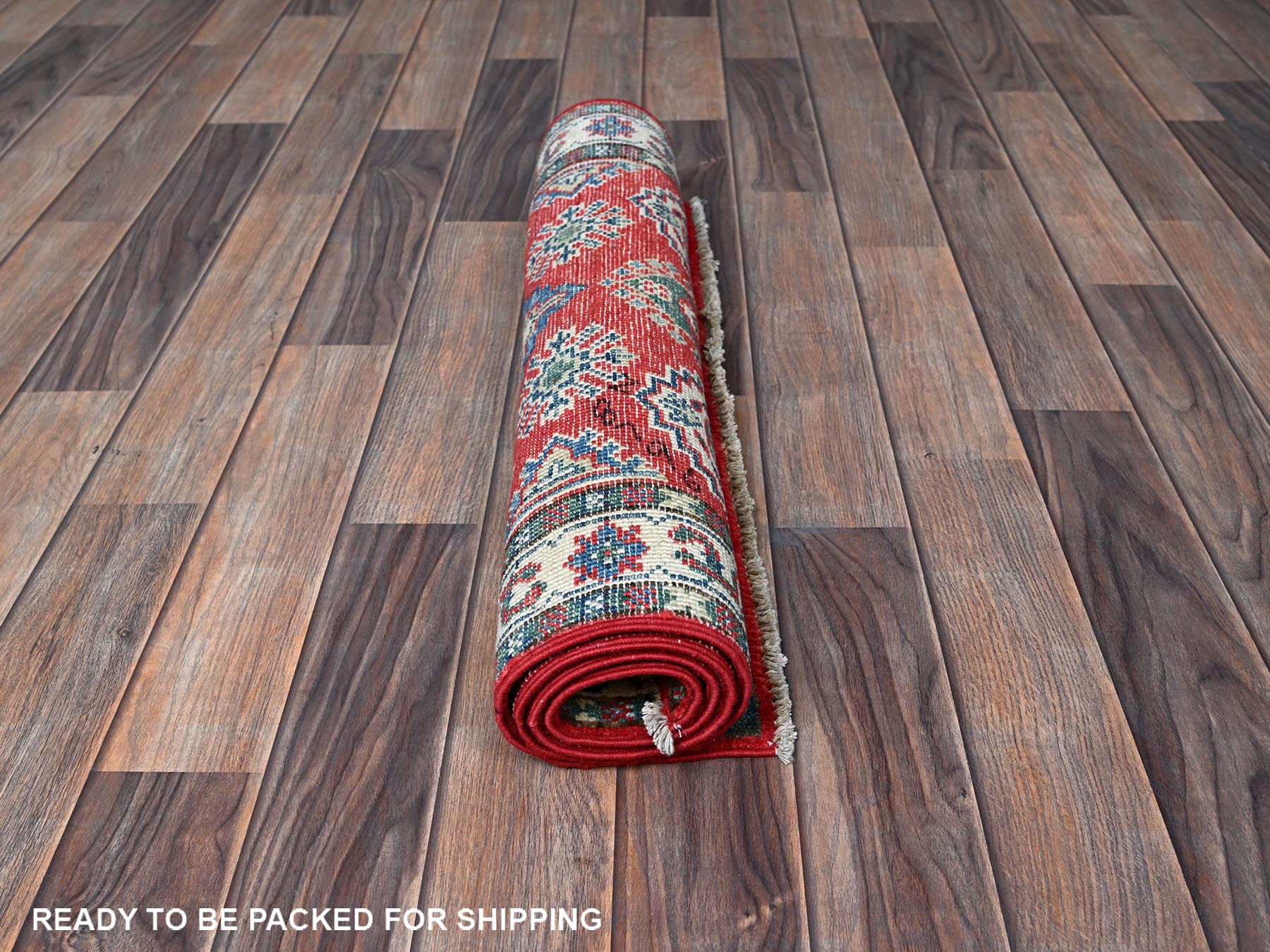 Kazak Kazak hand-knotted wool rug in Red & Ivory, 2'6" x 4' — SKU O0406 (view 5)