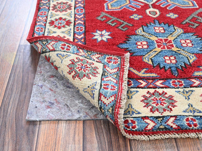 Kazak Kazak hand-knotted wool rug in Red & Ivory, 2'9" x 3'11" — SKU O0407 (view 3)