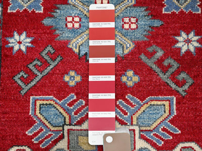 Kazak Kazak hand-knotted wool rug in Red & Ivory, 2'9" x 3'11" — SKU O0407 (view 4)