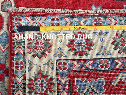 Kazak Kazak hand-knotted wool rug in Red & Ivory, 2'9" x 3'11" — SKU O0407 (view 7)