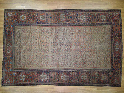 Mahal Antique hand-knotted wool rug in Beige & Rust Red, 12' x 18'3" — SKU O040817