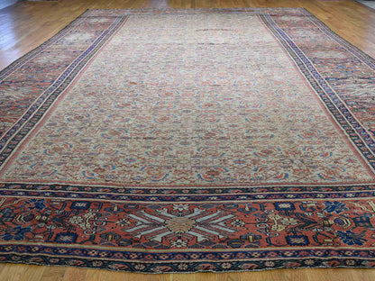 Mahal Antique hand-knotted wool rug in Beige & Rust Red, 12' x 18'3" — SKU O040817 (view 3)