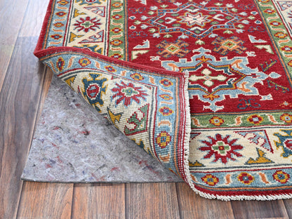 Kazak Kazak hand-knotted wool rug in Red & Ivory, 2'11" x 3'11" — SKU O0410 (view 3)