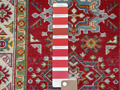 Kazak Kazak hand-knotted wool rug in Red & Ivory, 2'11" x 3'11" — SKU O0410 (view 4)