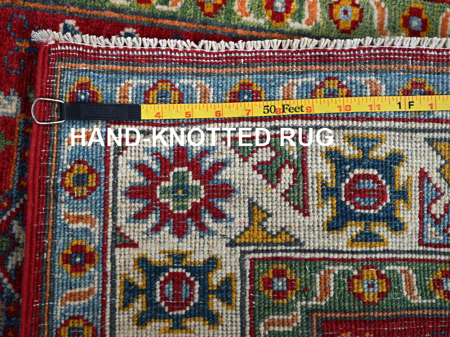 Kazak Kazak hand-knotted wool rug in Red & Ivory, 2'11" x 3'11" — SKU O0410 (view 7)