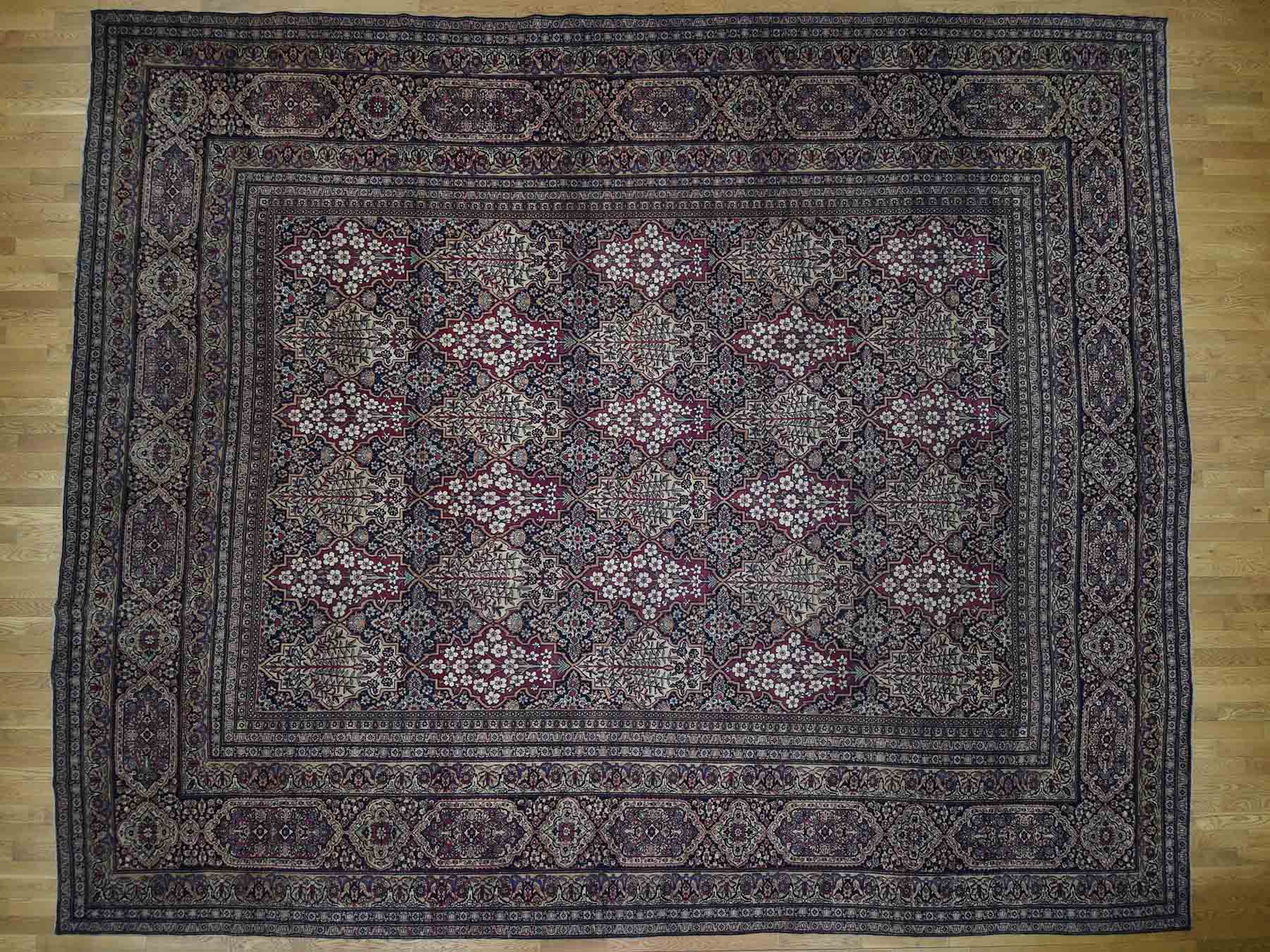 Kerman Antique hand-knotted wool rug in Multicolored & Ivory, 14' x 16'9" — SKU O041179