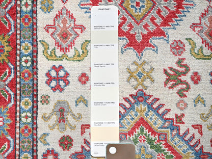 Kazak Kazak hand-knotted wool rug in Ivory & Red, 3'2" x 5'3" — SKU O0415 (view 4)
