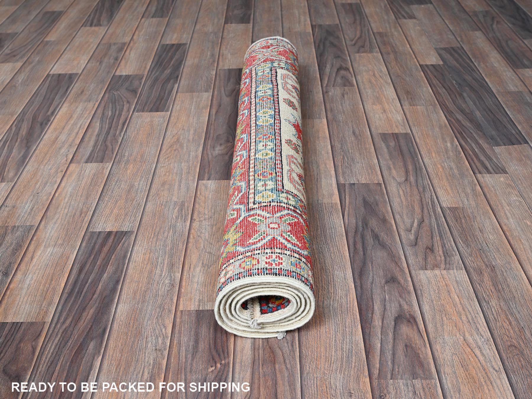 Kazak Kazak hand-knotted wool rug in Ivory & Red, 3'2" x 5'3" — SKU O0415 (view 5)