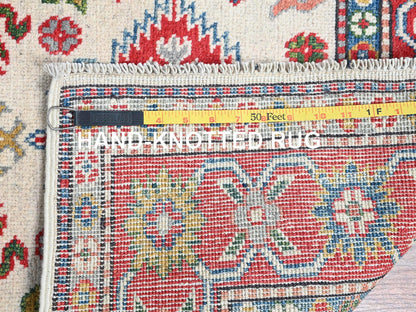 Kazak Kazak hand-knotted wool rug in Ivory & Red, 3'2" x 5'3" — SKU O0415 (view 7)