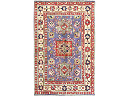 Purple 3'11" x 6'1" Tribal Hand knotted Wool Rug - Sku: O0417
