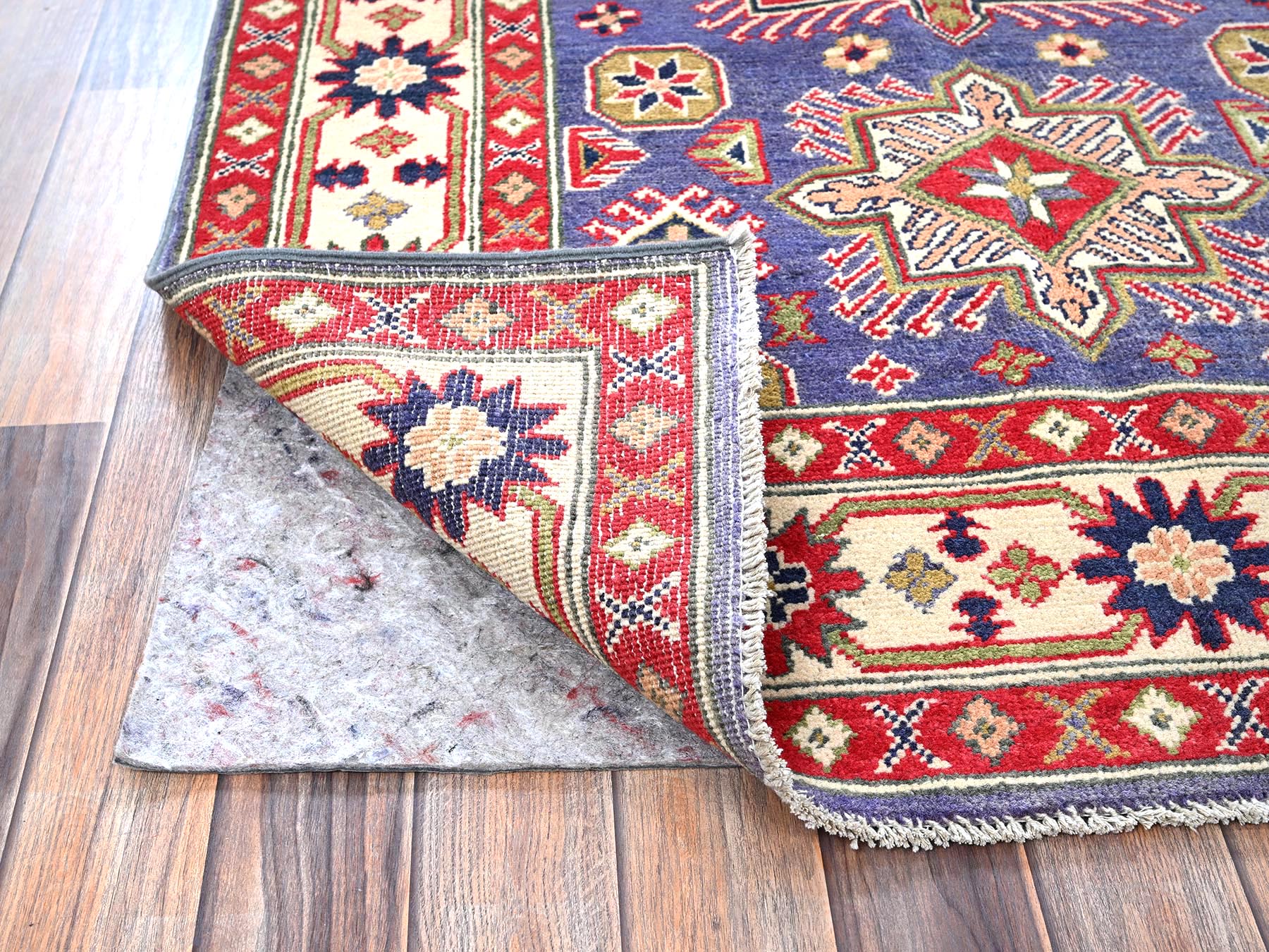 Kazak Kazak hand-knotted wool rug in Purple & Ivory, 3'11" x 6'1" — SKU O0417 (view 3)
