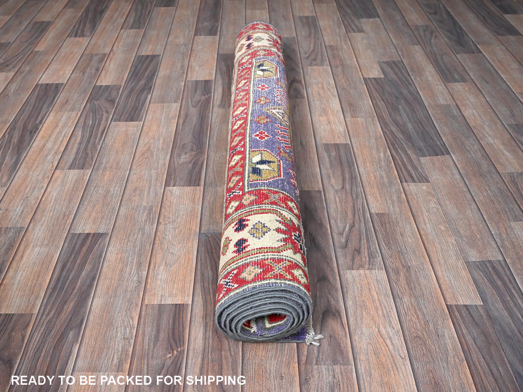 Kazak Kazak hand-knotted wool rug in Purple & Ivory, 3'11" x 6'1" — SKU O0417 (view 5)