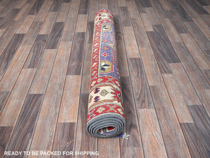 Kazak Kazak hand-knotted wool rug in Purple & Ivory, 3'11" x 6'1" — SKU O0417 (view 5)