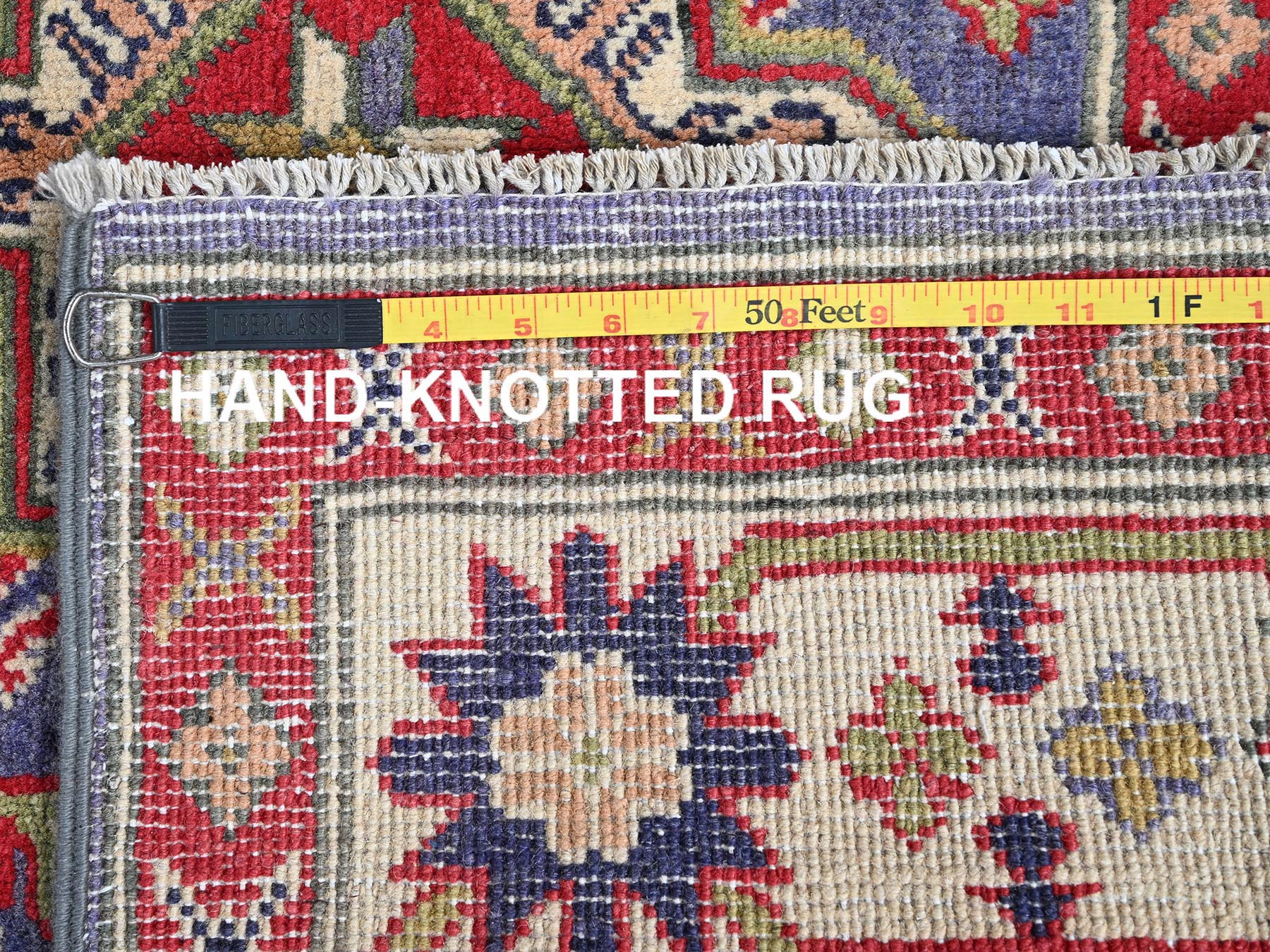 Kazak Kazak hand-knotted wool rug in Purple & Ivory, 3'11" x 6'1" — SKU O0417 (view 7)