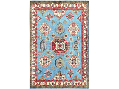 Blue 3'11" x 6'0" Kazak Hand knotted Wool Rug - Sku: O0418