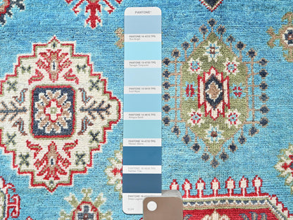Kazak Kazak hand-knotted wool rug in Blue & Ivory, 3'11" x 6' — SKU O0418 (view 4)