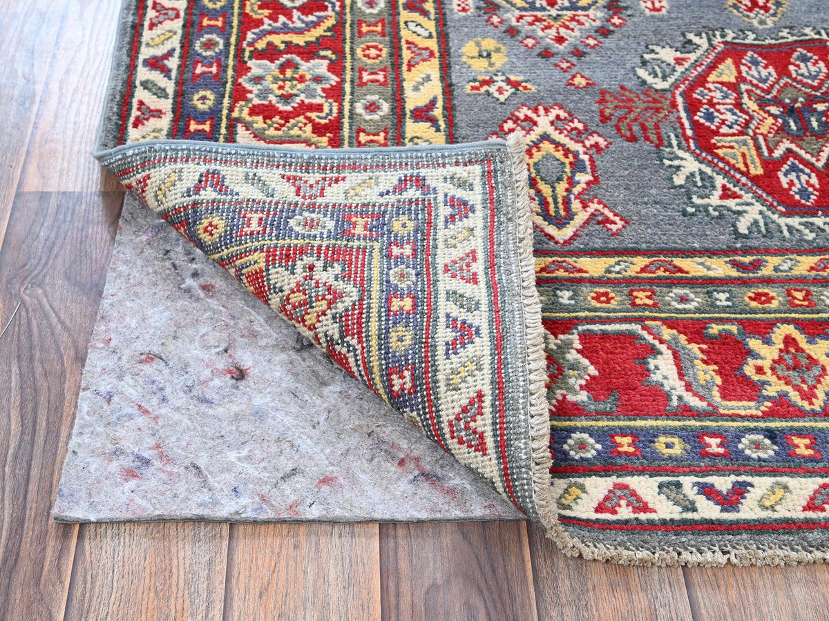 Kazak Kazak hand-knotted wool rug in Gray & Red, 4'1" x 5'10" — SKU O0419 (view 3)