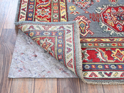 Kazak Kazak hand-knotted wool rug in Gray & Red, 4'1" x 5'10" — SKU O0419 (view 3)