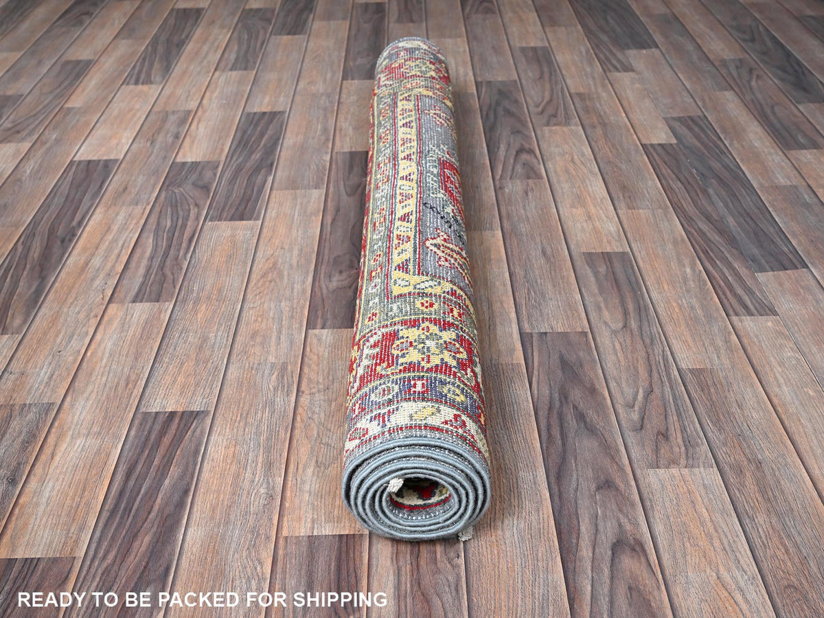 Kazak Kazak hand-knotted wool rug in Gray & Red, 4'1" x 5'10" — SKU O0419 (view 5)