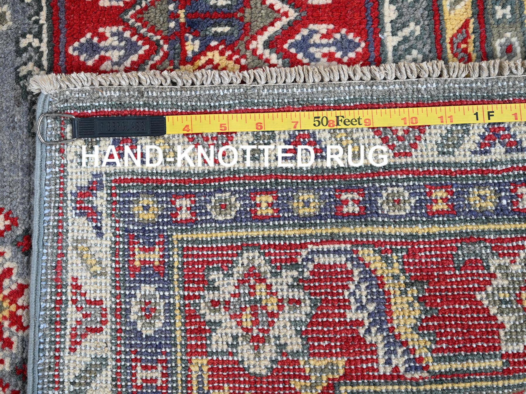 Kazak Kazak hand-knotted wool rug in Gray & Red, 4'1" x 5'10" — SKU O0419 (view 7)