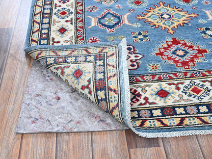 Kazak Kazak hand-knotted wool runner in Blue & Ivory, 3'11" x 12'11" — SKU O0420 (view 3)