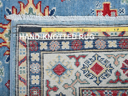 Blue 3'11" x 12'11" Kazak Hand knotted Wool Rug - Sku: O0420