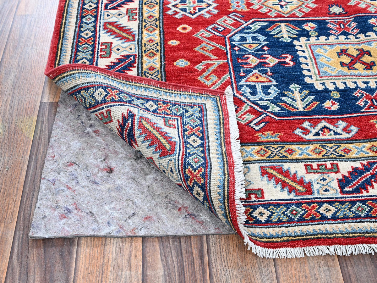 Kazak Kazak hand-knotted wool rug in Red & Ivory, 4'1" x 5'6" — SKU O0421 (view 3)