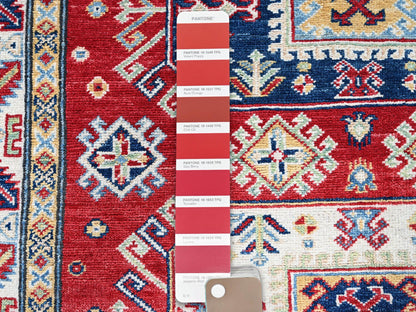 Kazak Kazak hand-knotted wool rug in Red & Ivory, 4'1" x 5'6" — SKU O0421 (view 4)